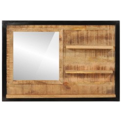 vidaXL Espejo con estantes madera maciza de mango y vidrio 80x8x55 cm
