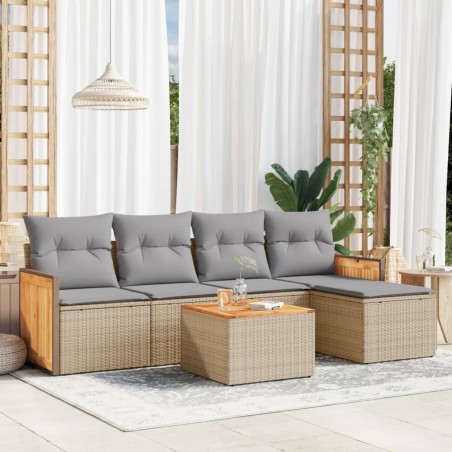 vidaXL Juego de sofás jardín con cojines 6 pzas ratán sintético beige