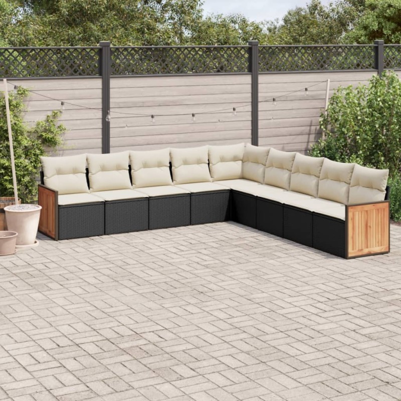 vidaXL Set de sofás de jardín 8 piezas y cojines ratán sintético negro vidaXL Set de sofás de jardín 8 piezas y cojines ratán sintético negro