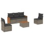 vidaXL Set de muebles de jardín 6 pzas y cojines ratán sintético gris