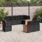 vidaXL Set de sofás de jardín 8 piezas y cojines ratán sintético negro vidaXL Set de sofás de jardín 8 piezas y cojines ratán sintético negro