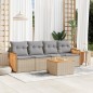 vidaXL Juego de sofás jardín con cojines 5 pzas ratán sintético beige vidaXL Juego de sofás jardín con cojines 5 pzas ratán sintético beige