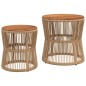 vidaXL Mesas auxiliares jardín 2 pzas superficie de madera ratán beige vidaXL Mesas auxiliares jardín 2 pzas superficie de madera ratán beige