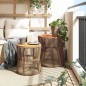 vidaXL Mesas auxiliares jardín 2 pzas superficie de madera ratán beige vidaXL Mesas auxiliares jardín 2 pzas superficie de madera ratán beige