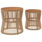 vidaXL Mesas auxiliares jardín 2 pzas superficie de madera ratán beige vidaXL Mesas auxiliares jardín 2 pzas superficie de madera ratán beige