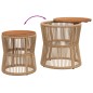 vidaXL Mesas auxiliares jardín 2 pzas superficie de madera ratán beige vidaXL Mesas auxiliares jardín 2 pzas superficie de madera ratán beige