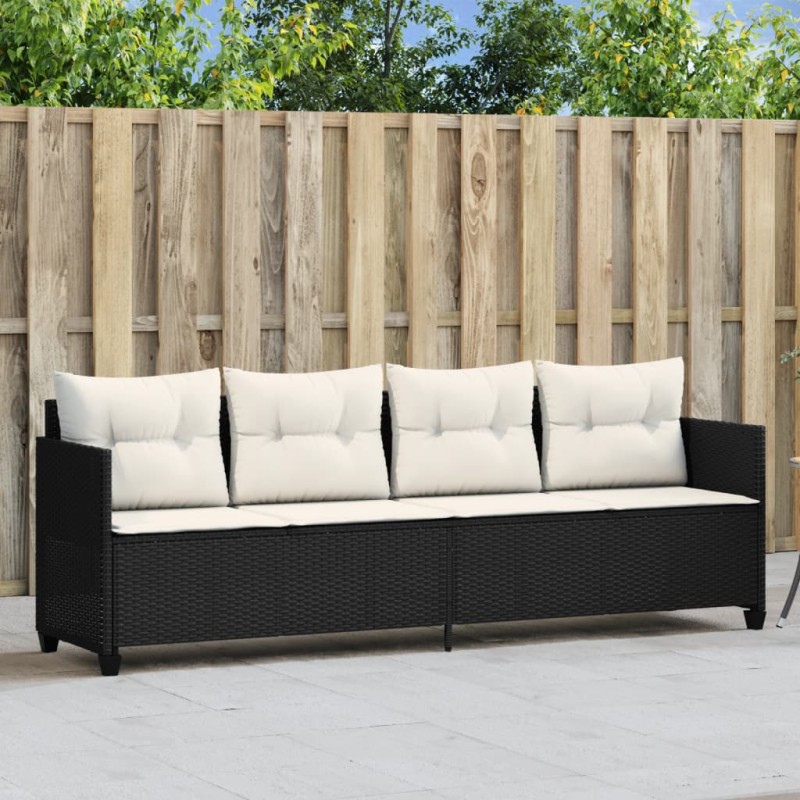 vidaXL Tumbona con cojines ratán sintético negro vidaXL Tumbona con cojines ratán sintético negro