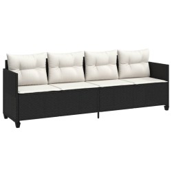 vidaXL Tumbona con cojines ratán sintético negro