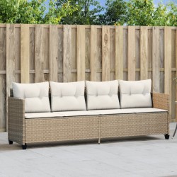 vidaXL Tumbona con cojines ratán sintético beige