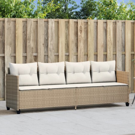 vidaXL Tumbona con cojines ratán sintético beige