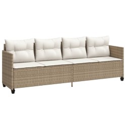 vidaXL Tumbona con cojines ratán sintético beige