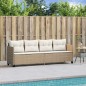 vidaXL Tumbona con cojines ratán sintético beige