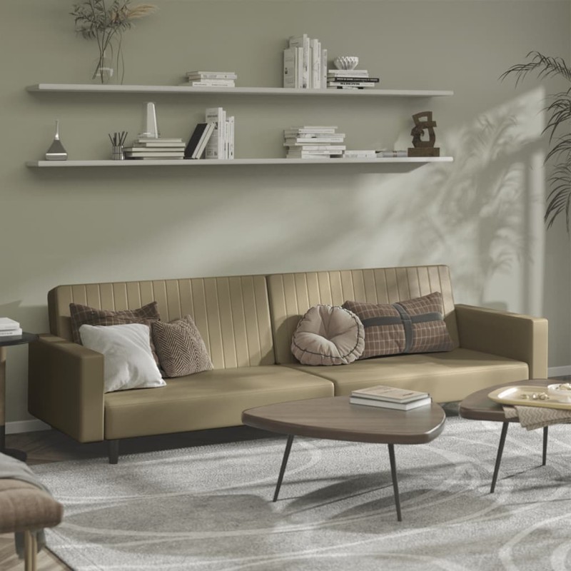 vidaXL Sofá cama de 2 plazas cuero sintético color capuchino