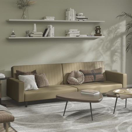 vidaXL Sofá cama de 2 plazas cuero sintético color capuchino