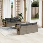 vidaXL Set de sofás de jardín 7 piezas con cojines ratán PE gris vidaXL Set de sofás de jardín 7 piezas con cojines ratán PE gris