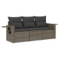 vidaXL Set de sofá de jardín 3 pzas y cojines ratán sintético gris vidaXL Set de sofá de jardín 3 pzas y cojines ratán sintético gris