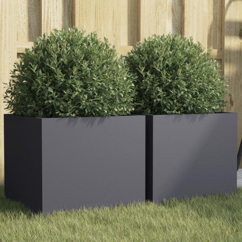vidaXL Jardineras 2 uds acero laminado en frío antracita 32x30x29 cm vidaXL Jardineras 2 uds acero laminado en frío antracita 32x30x29 cm