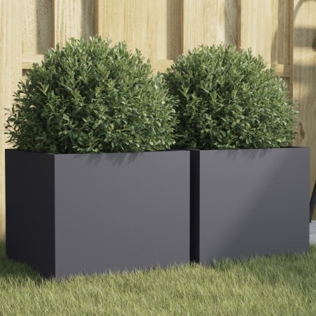 vidaXL Jardineras 2 uds acero laminado en frío antracita 32x30x29 cm