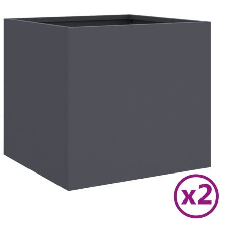 vidaXL Jardineras 2 uds acero laminado en frío antracita 32x30x29 cm