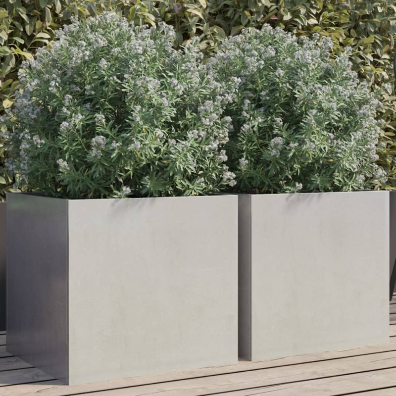 vidaXL Jardineras 2 unidades acero inoxidable plateado 42x40x39 cm vidaXL Jardineras 2 unidades acero inoxidable plateado 42x40x39 cm