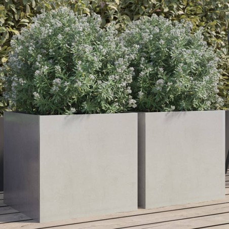 vidaXL Jardineras 2 unidades acero inoxidable plateado 42x40x39 cm