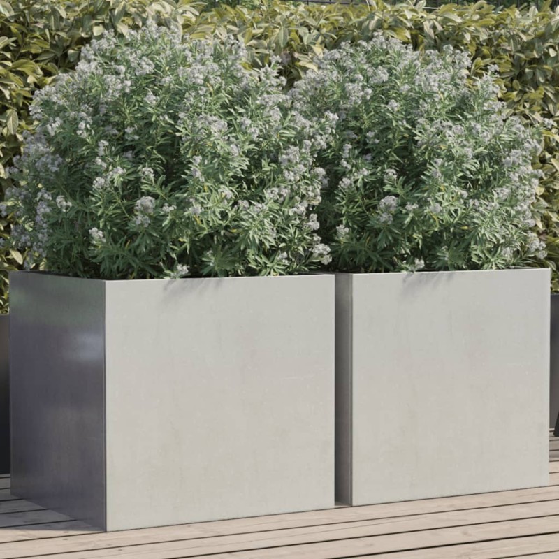vidaXL Jardineras 2 unidades acero inoxidable plateado 49x47x46 cm vidaXL Jardineras 2 unidades acero inoxidable plateado 49x47x46 cm