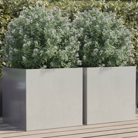 vidaXL Jardineras 2 unidades acero inoxidable plateado 49x47x46 cm
