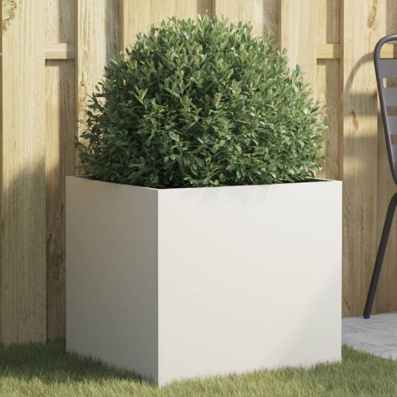 vidaXL Jardinera de acero laminado en frío blanco 49x47x46 cm vidaXL Jardinera de acero laminado en frío blanco 49x47x46 cm