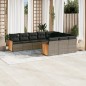 vidaXL Set de sofás de jardín 10 pzas con cojines ratán sintético gris vidaXL Set de sofás de jardín 10 pzas con cojines ratán sintético gris