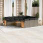 vidaXL Set de sofás de jardín 11 pzas y cojines ratán sintético gris vidaXL Set de sofás de jardín 11 pzas y cojines ratán sintético gris