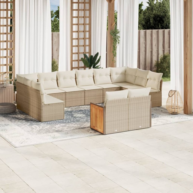 vidaXL Set de sofás de jardín 12 pzas y cojines ratán sintético marrón vidaXL Set de sofás de jardín 12 pzas y cojines ratán sintético marrón