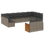 vidaXL Set de sofás de jardín 12 pzas con cojines ratán sintético gris vidaXL Set de sofás de jardín 12 pzas con cojines ratán sintético gris