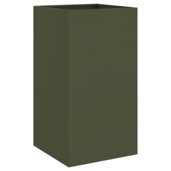 vidaXL Jardinera de acero laminado en frío verde oliva 42x38x75 cm