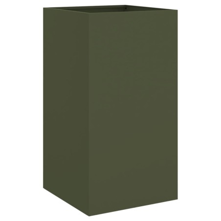 vidaXL Jardinera de acero laminado en frío verde oliva 42x38x75 cm