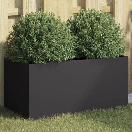 vidaXL Jardinera de acero laminado en frío negro 62x30x29 cm