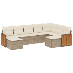 vidaXL Set de sofás de jardín 9 pzas con cojines ratán sintético beige