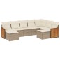 vidaXL Set de sofás de jardín 9 pzas con cojines ratán sintético beige vidaXL Set de sofás de jardín 9 pzas con cojines ratán sintético beige