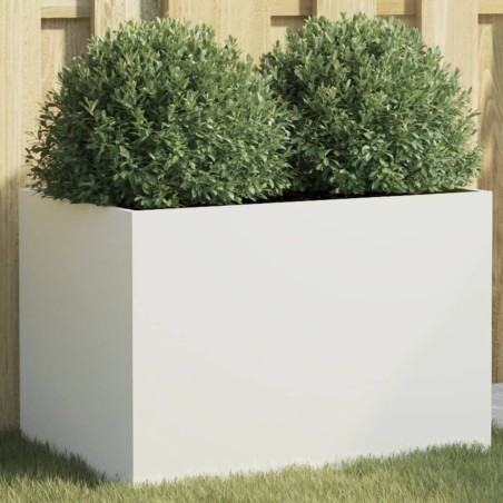 vidaXL Jardinera de acero laminado en frío blanco 62x40x39 cm