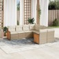 vidaXL Juego de sofás de jardín con cojines beige 8 pzas ratán PE