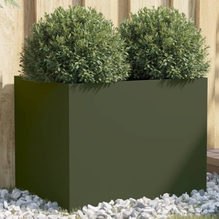 vidaXL Jardinera de acero laminado en frío verde oliva 62x47x46 cm