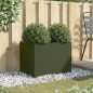 vidaXL Jardinera de acero laminado en frío verde oliva 62x47x46 cm