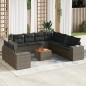 vidaXL Set de sofás de jardín 10 pzas con cojines ratán sintético gris vidaXL Set de sofás de jardín 10 pzas con cojines ratán sintético gris
