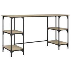vidaXL Escritorio metal madera de ingeniería roble Sonoma 140x50x75 cm
