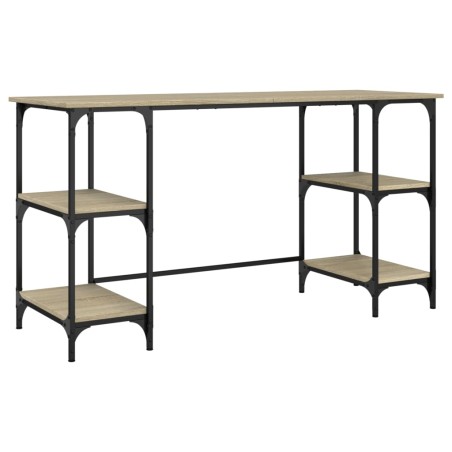 vidaXL Escritorio metal madera de ingeniería roble Sonoma 140x50x75 cm
