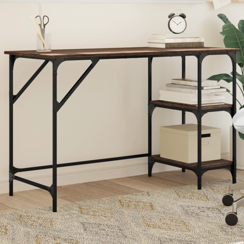vidaXL Escritorio metal y madera ingeniería marrón roble 120x50x75 cm vidaXL Escritorio metal y madera ingeniería marrón roble 120x50x75 cm