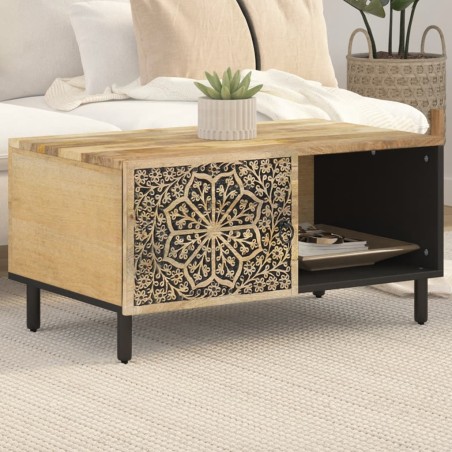 vidaXL Mesa de centro de madera maciza de mango 80x50x40 cm