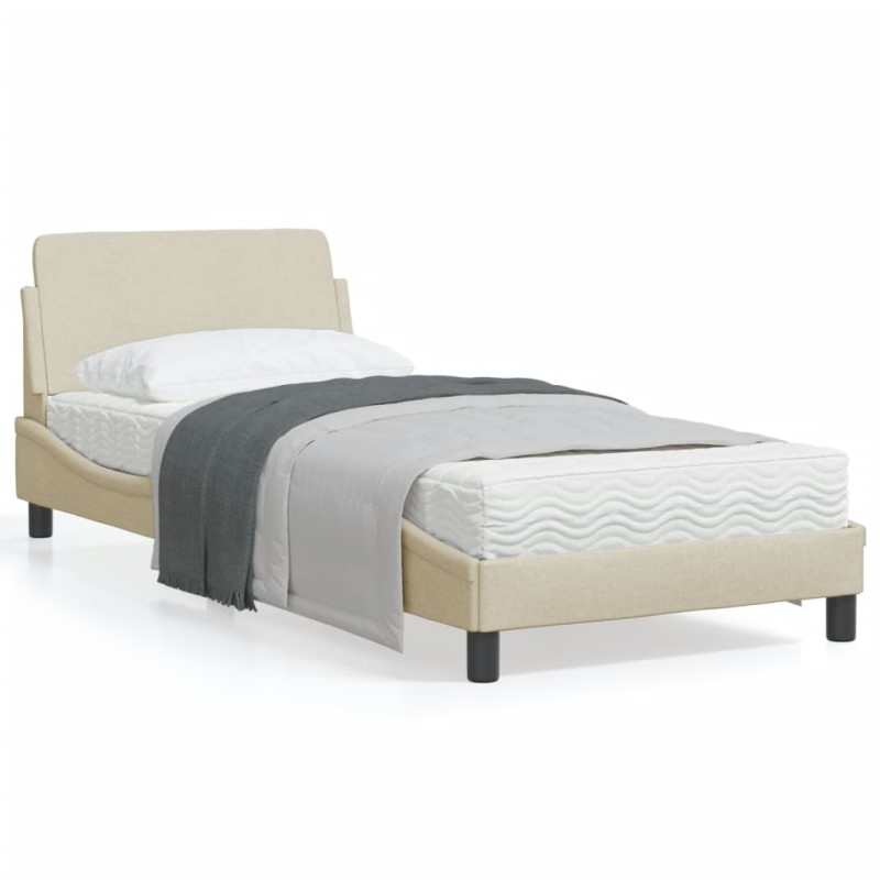 vidaXL Estructura de cama con cabecero de tela color crema 80x200 cm vidaXL Estructura de cama con cabecero de tela color crema 80x200 cm