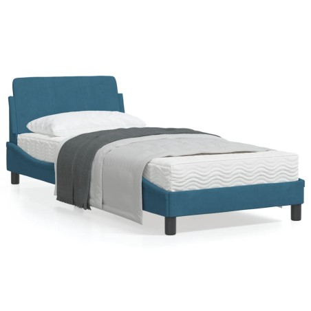 vidaXL Estructura de cama con cabecero terciopelo azul 90x200 cm