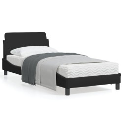 vidaXL Estructura de cama con cabecero de tela negro 90x190 cm
