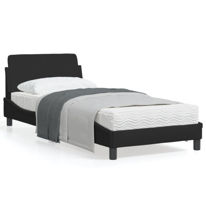 vidaXL Estructura de cama con cabecero de tela negro 90x190 cm vidaXL Estructura de cama con cabecero de tela negro 90x190 cm